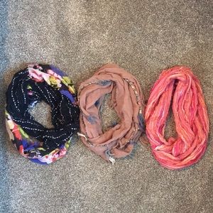 Set of 3 infinity scarves.